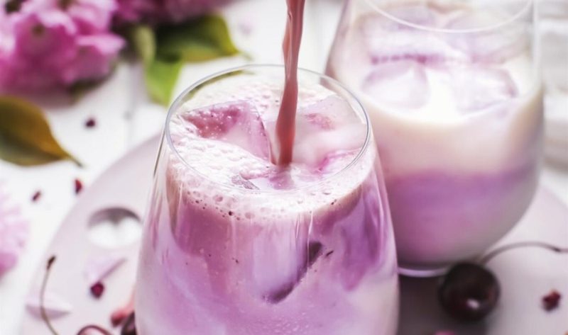 Dreamy Vegan Cherry Rose Vanilla Iced Latte | VegNews